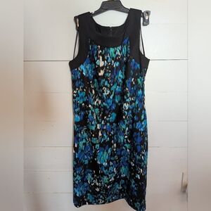 AB Studio Vibrant Blue and Black Midi Dress. Size 4.